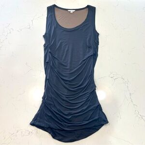 Cabi Womens Tucked Tunic Mini Dress Ruched Bodycon Stretch Steel Gray 586 Size M